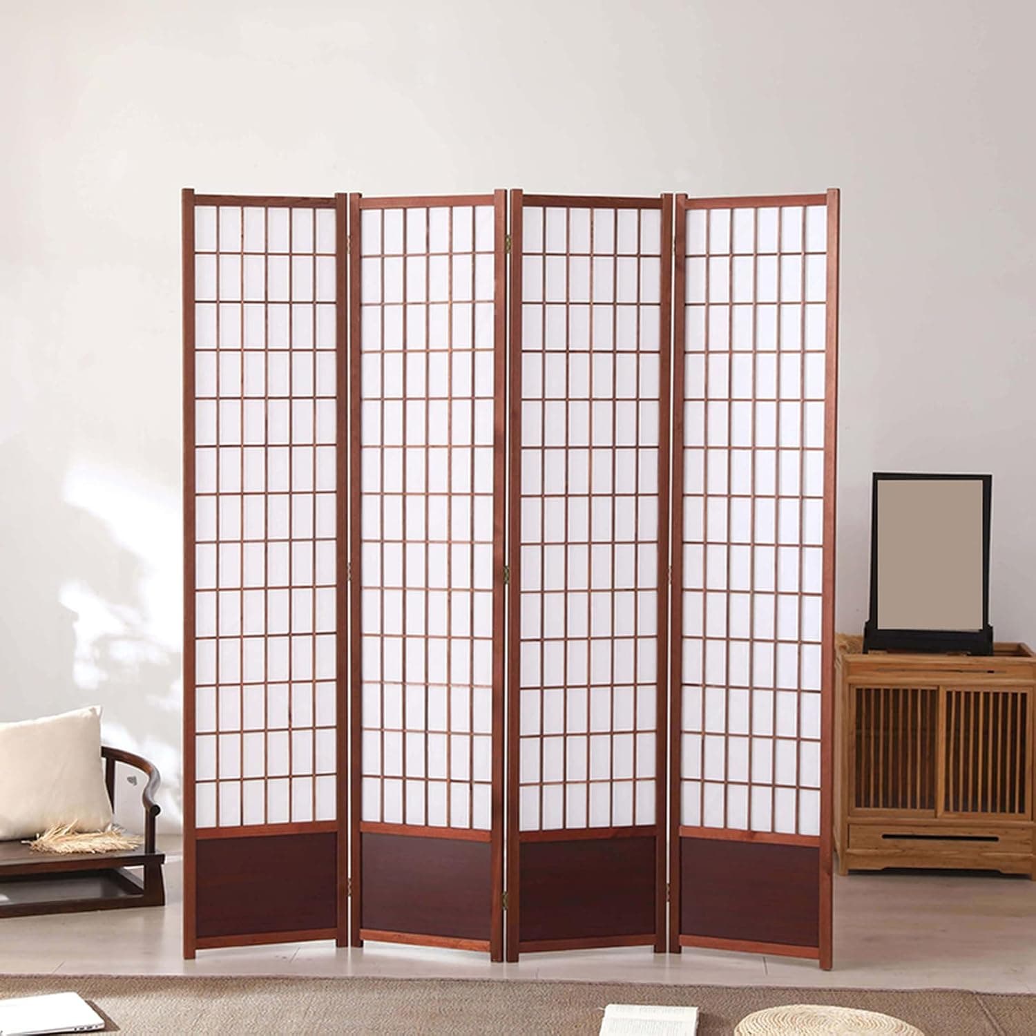 パーテーション 北欧 180*45*4 独立独歩 4枚手合い 木製パーテーション 高さ180糎 今めかしい 中仕切り 中仕切り 包みかくし ついたて 布 パウダーコンパクト 折りたたみ 手合い2 リビング 臥し所 在宅勤