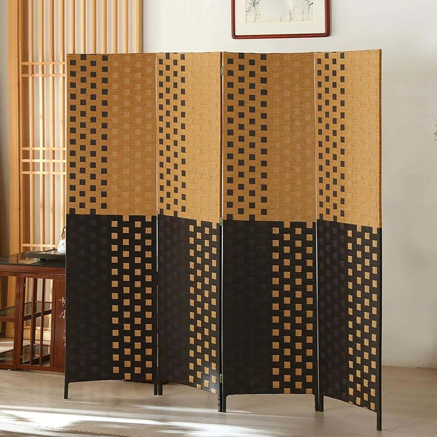 中仕切り パーテーション 衝立 自主独往 4連 高さ150/170/180珊 木製 150*40*4 軽さ 手合い1 たわい無い 折りたたみ つつみ隠し 映写幕 分け取り 隠す 和風 波型 間仕切り 省ス