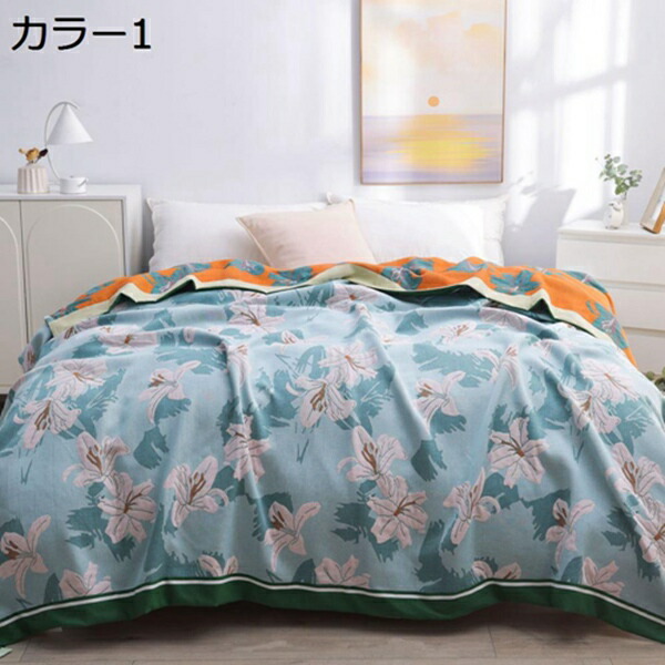 購入15％-30%OFF ガーゼケット　大判　ダブル　綿100％　南国風　北欧　おしゃれ　花柄　インテリア　柔らかい　夏用　冷房対策　冷感ケット　通気　吸湿速乾性　ソファー　オールシーズン
