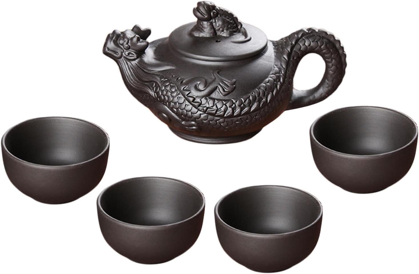 ティーセット ティーポットとカップセット 茶道アクセサリー 高温耐性 家庭用茶器 茶室 旅行 屋内用 黒