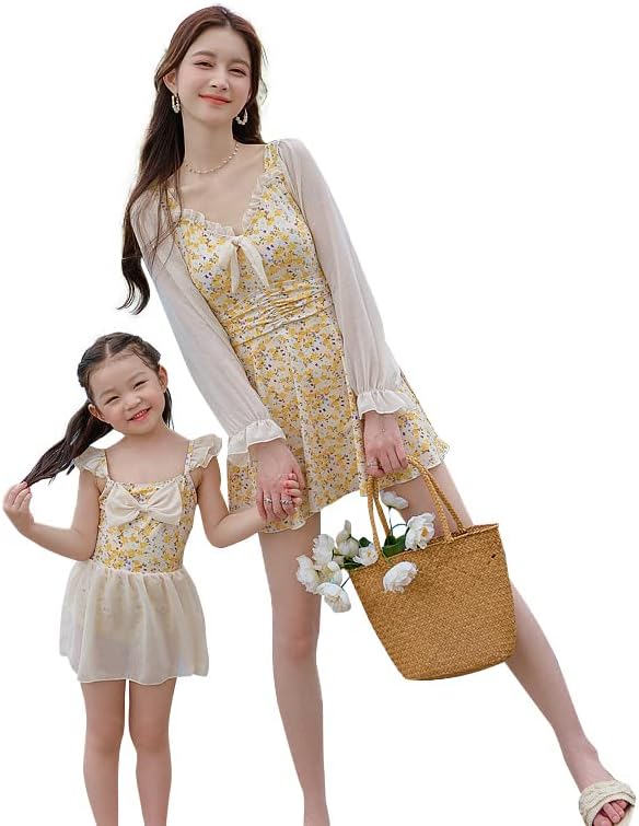 水着 親子 お揃い ワンピース水着 レディース 女の子 かわいい オールインワン ペアルック 水着 フリル 水遊び 親子