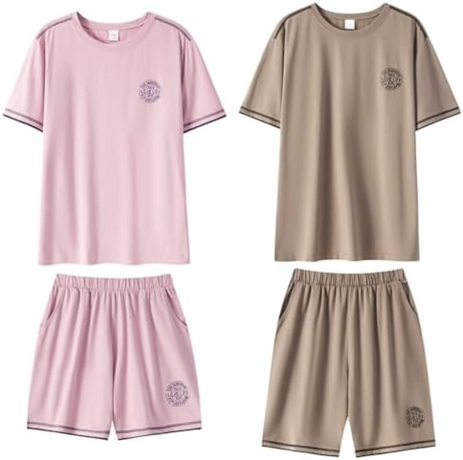 夏 Tシャツ パジャマ 半袖 ルームウェア ペア 寝巻き 二点セット 大きいサイズ ハーフパンツ レディース メンズ 短パン シン｜GOTO funny 店