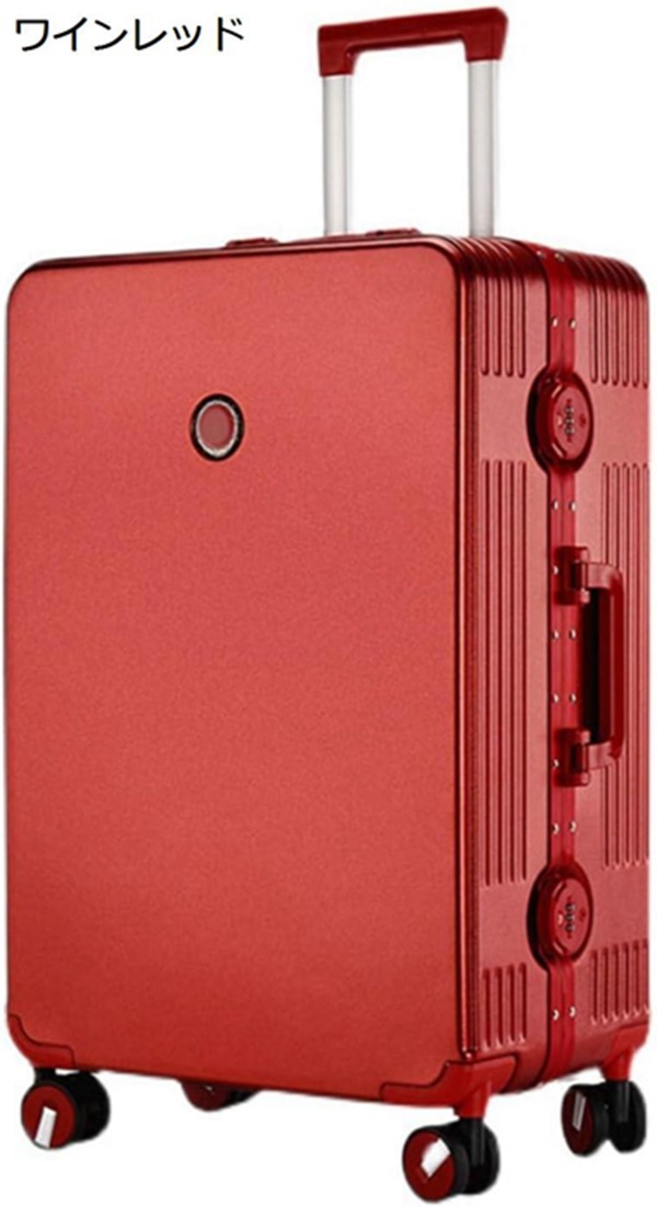 購入15%-30%OFF スーツケース キャリーケース キャリーバッグ 女性 ファッション 円形鍵 ダブルキャスター 360度回転 フレームタイプ 耐衝撃 大型 盗難防止 機内持ち込み 旅行 出張 収納便利 結婚 花嫁 ワインレッド Mサイズ 50L|GOTO funny 店