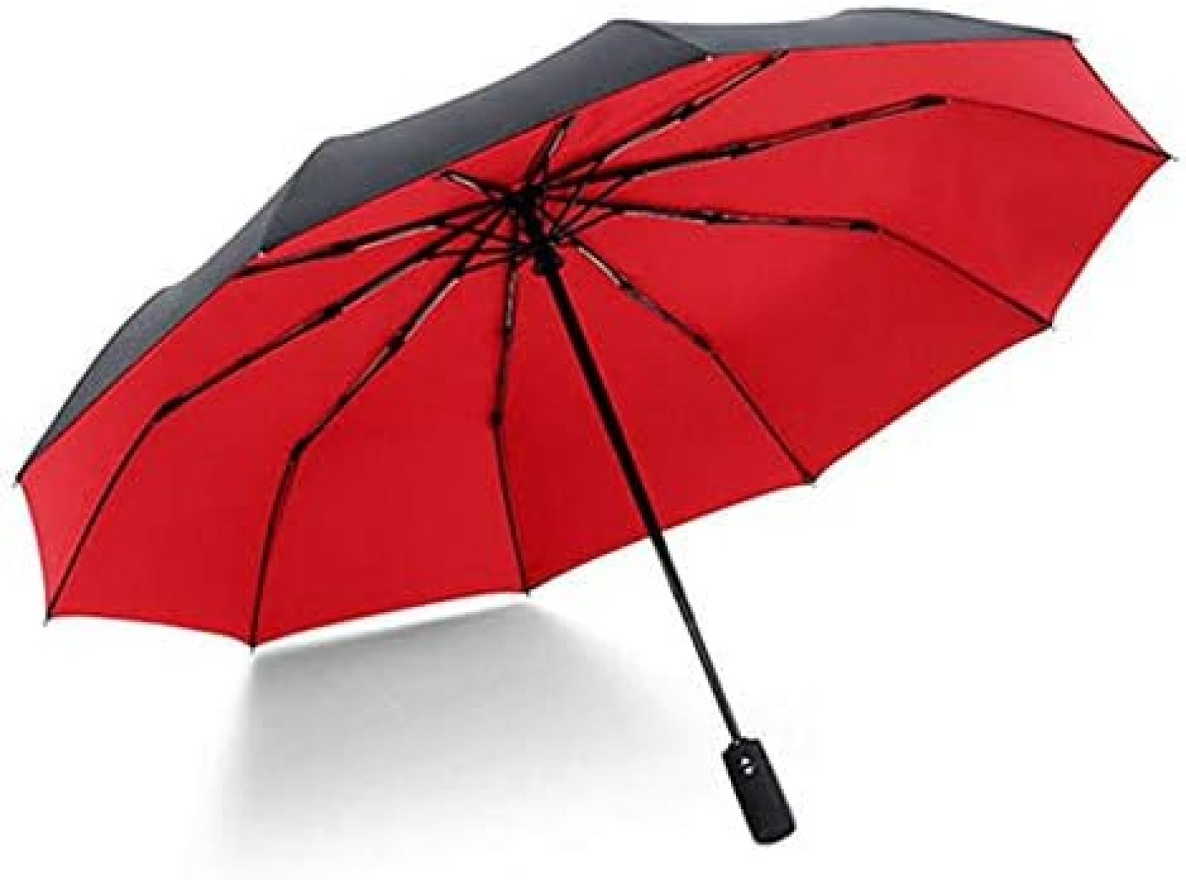 全自動特大の傘 3つの折りたたみ男性女性パラソル傘雨 女性用防風傘 レッド 大判耐風uv折りたたみ傘 紫外線対策 風に強い 丈夫