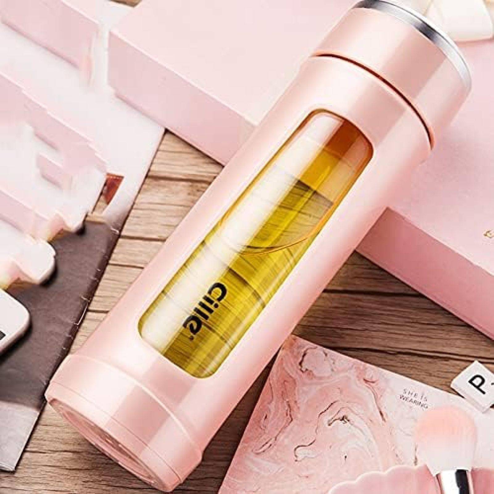 ガラス水筒 グラス 500ml ウォーターボトル ケータイマグ 直飲み カバー付き 断? 耐熱ガラス ボトル 透明 フィルター付き
