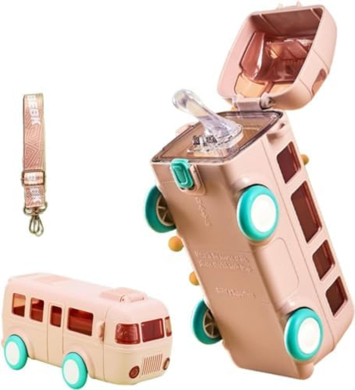 赤ちゃん 吸い筒 キッズ 500ml ワンタッチ 麦わら 車 二階建てバス形 胴締め付き添い人 御姉さん お坊っちゃん マグボトル 可愛 幼稚園 保育園 プ