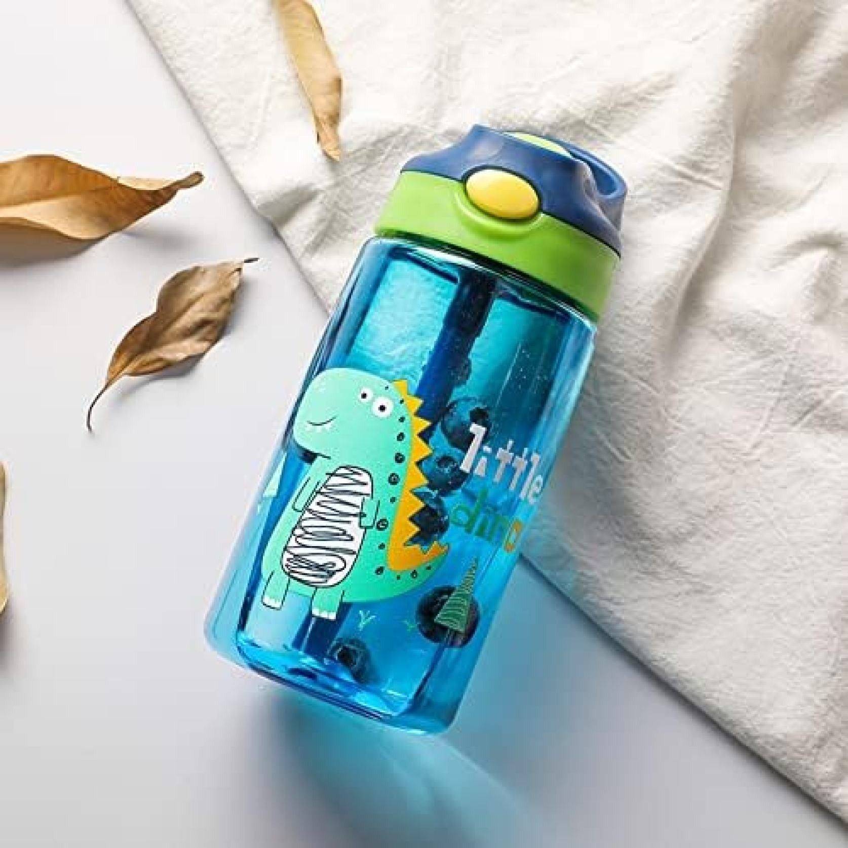 ストロー付き 水筒 子供用 プラスチック キッズボトル 480ml フタ付き子供 持ち運び便利 漏れない 軽く 透明 保育園 幼稚