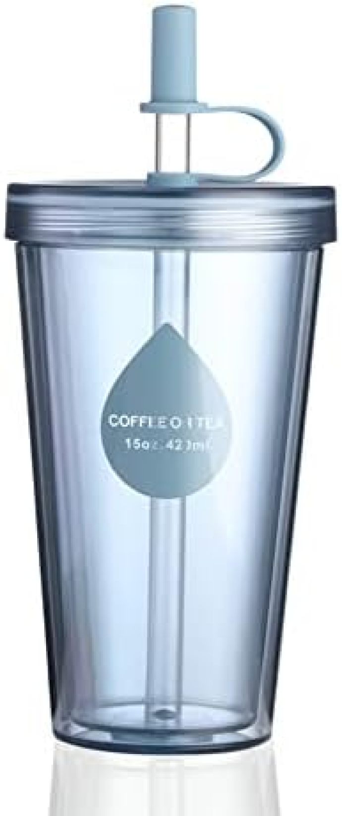 ストロー付きタンブラー 透明 コップ プラスチック 蓋付き 320ml 420ml 520ml 二層 漏れない 再利用可能 かわい
