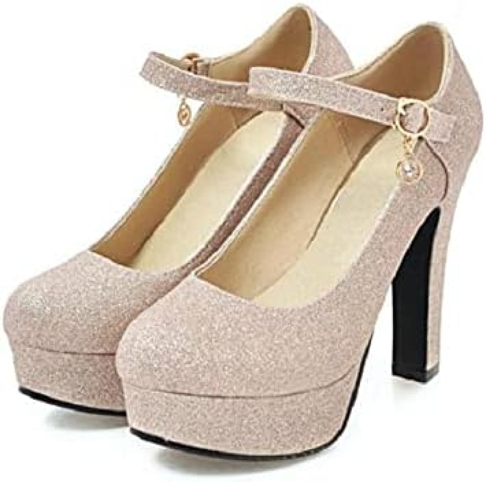 厚底 同盟罷工一巡り パンプス キラキラ 寄り合いシューズ レディースシューズ ハイヒール 婚礼の儀シューズ 成年者式 太め踵 レディース靴-パンプス