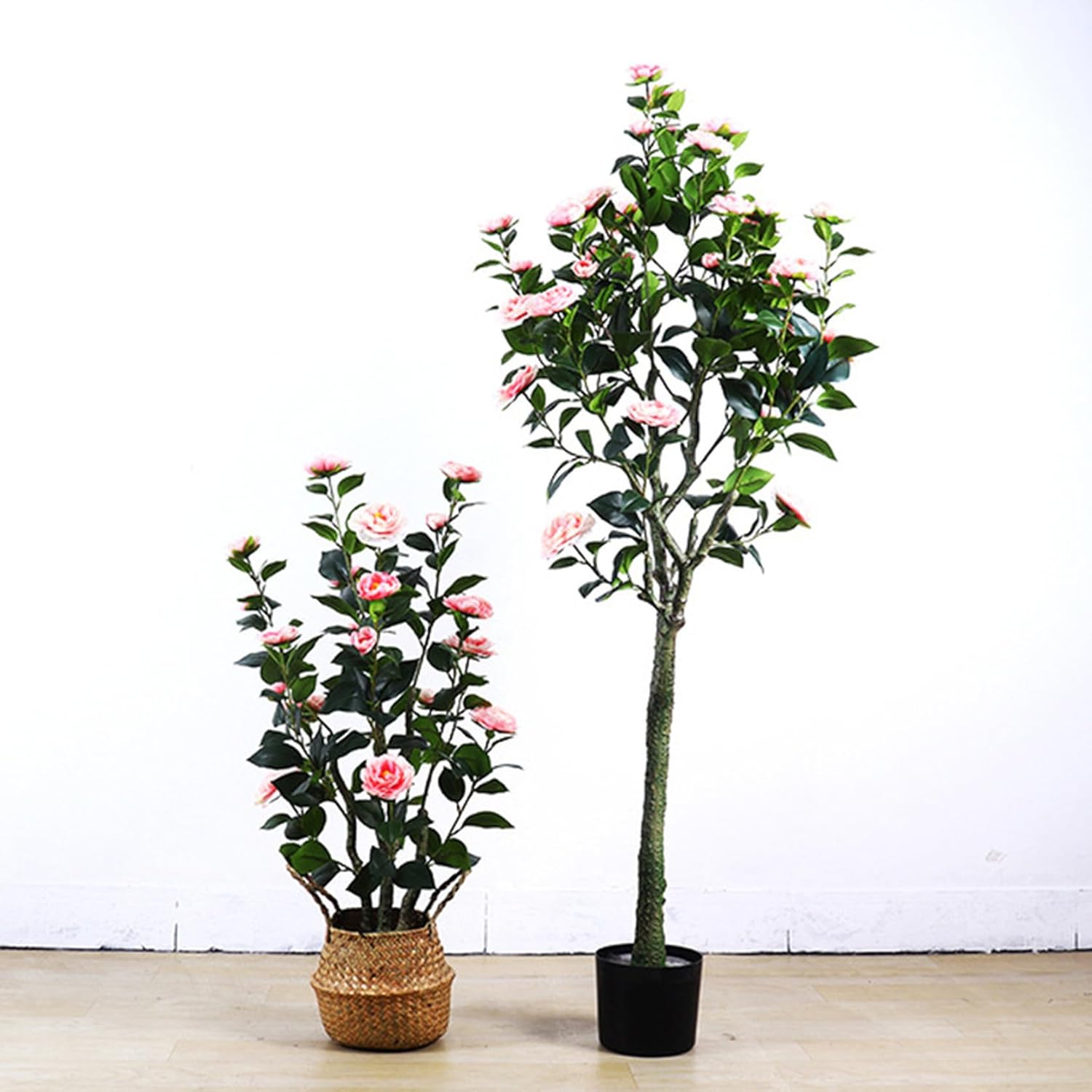 サザンカ 花椿 人工観葉草木 フェイクグリーン 観葉樹 造花 大型 水やり不必要 枯れない 今めかしい 室内装飾 介護ホーム 執務室 飾りつけ 観葉草木 室内 かざり付ける ピンク色 軽さ 90糎 消臭