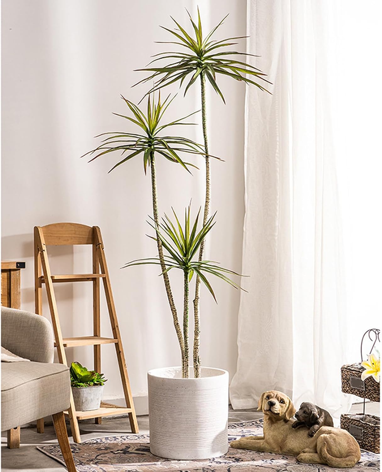 フェイクグリーン 人工観葉草木 観葉樹 造花 竜血樹 ドラセナ 鉢植え 植木 消臭 抗菌 取り計らうがない 屋内 養護ホーム 部屋の入り口 事務室 室内装飾 今めかしい 枯れない 水やり不必要 害虫追い出し不必要 室内 かざり付ける