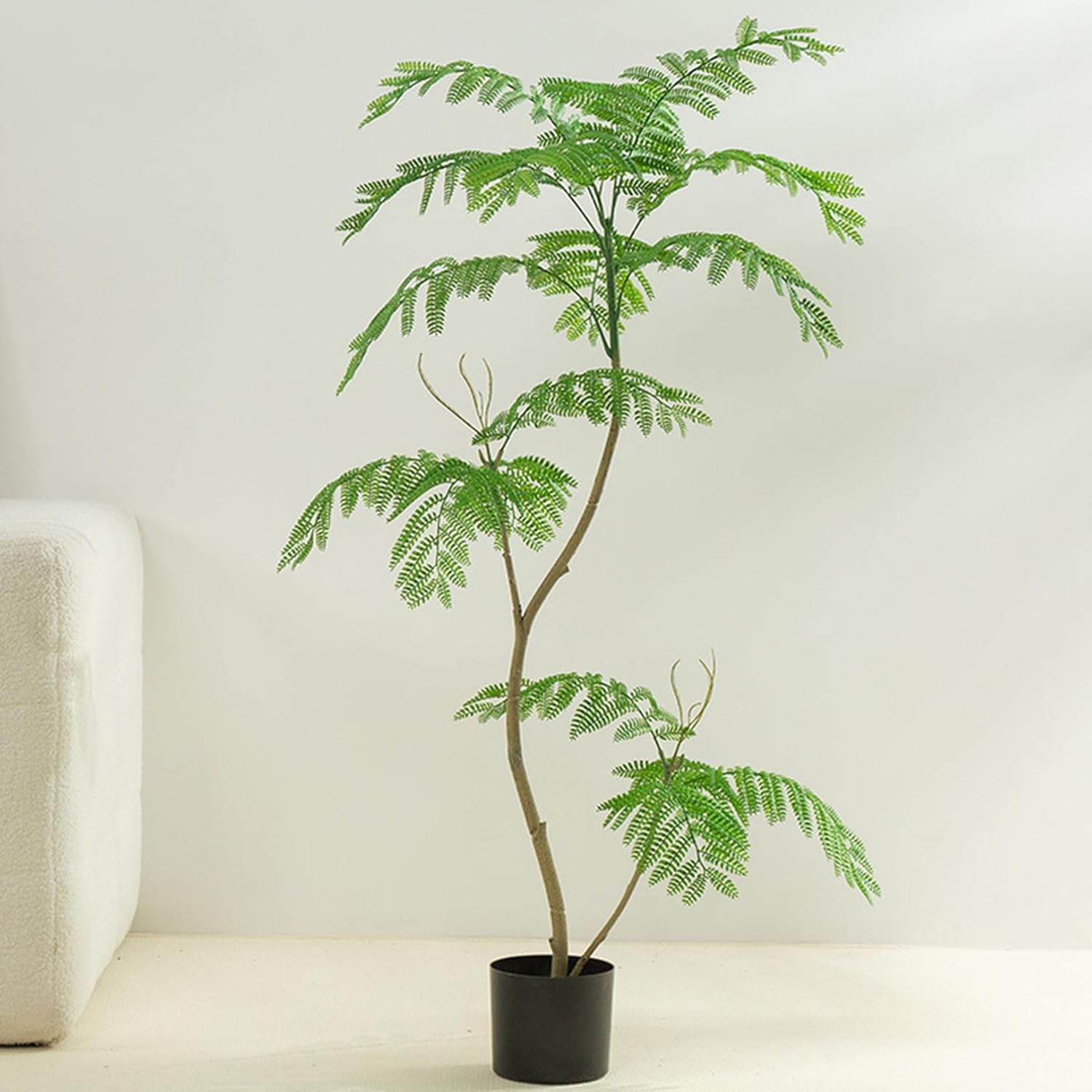 フェイクグリーン ジャカランダ 造花 観葉草木 大型 人工観葉草木 実際的 鉢付 水やり不必要 お取りつくろう飾り気のない 花粉/虫害の懸念することなし 実際的な枝 気取らないな木ノ葉 室内装飾 御部屋飾りつけ 事務室 120糎