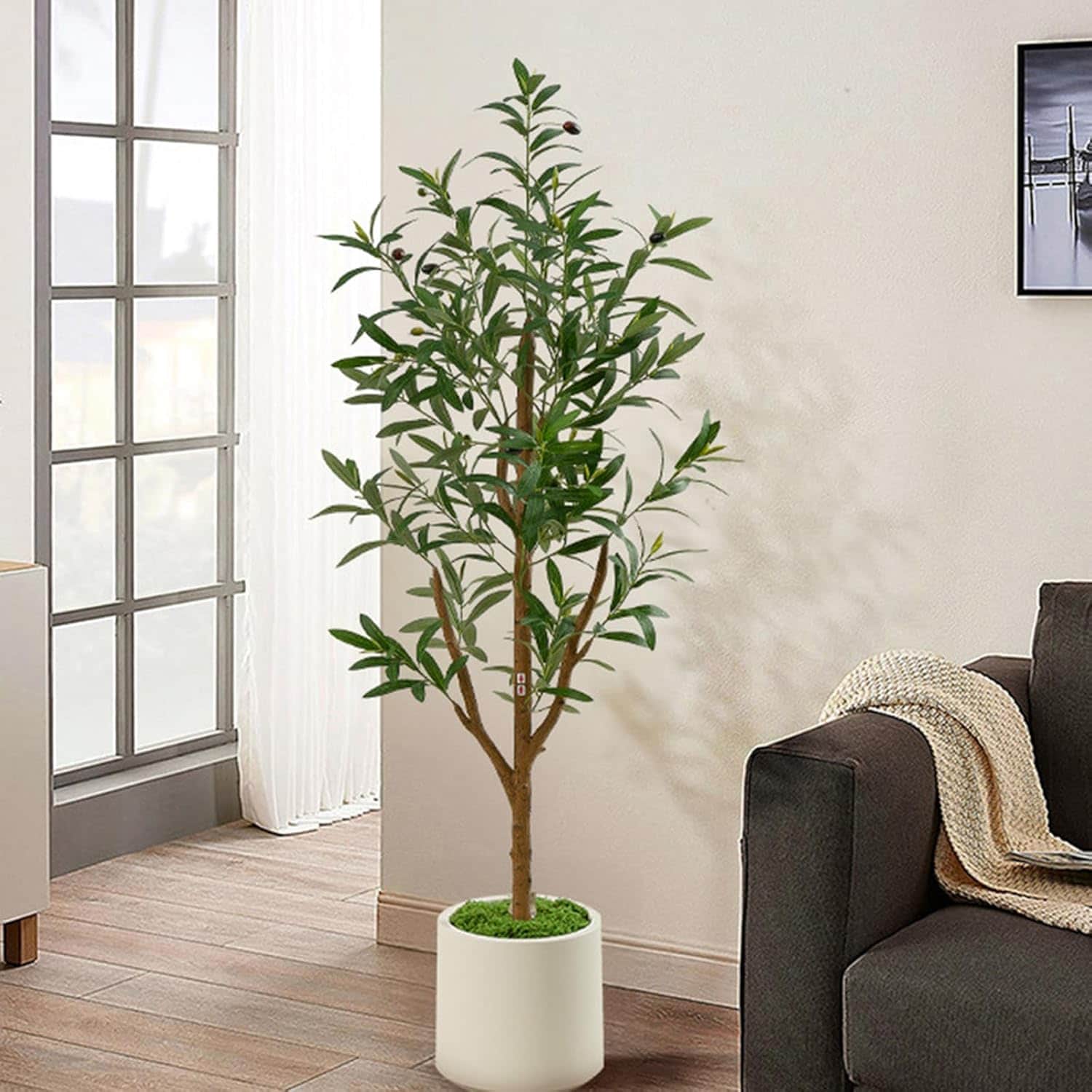 人工 観葉草木 150糎 まがい物 大型 オリーブの木 フェイクグリーン 造花 人工あずま屋 まがい物草木 室内装飾 室内 室外 水やり不必要 枯れない 害虫根こそぎ不必要 褒めたたえる用 盆栽草木 観葉樹 ホームオ