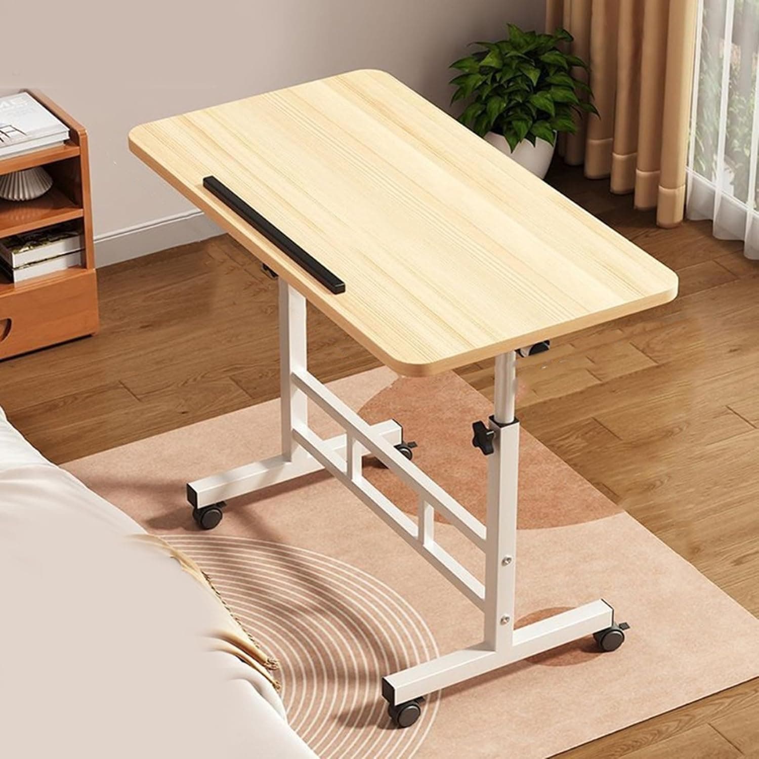 折り畳みテーブル パソコンデスク 80*40*65cm 簡易テーブル 折りたたみデスク 昇降机 キャスター 木製 デスク 作業台 リビング ダイニング おしゃれ シンプル 高さ調節 コンパクト 省スペ｜GOTO funny 店
