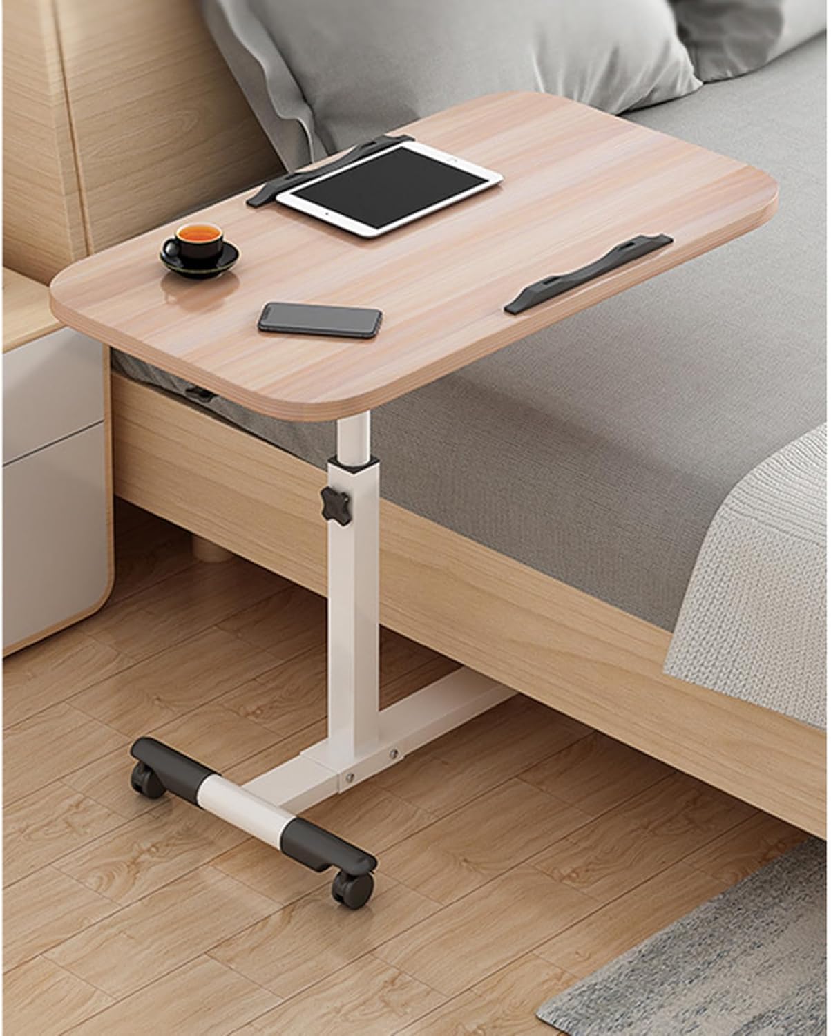 折りたたみデスク パソコンデスク カーキ色 PCデスク 机 おしゃれ 木製 昇降式テーブル 60*40*60cm ナイトテーブル 省スペース テレワークデスク オフィスデスク コンパクト 組立簡単 高｜GOTO funny 店