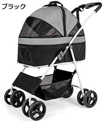 購入15%-30%OFF ペットカート ペット用ベビーカー 犬用ベビーカー 猫用ベビーカー 犬用トロリーペットストローラー中型小型犬用犬用ストローラー40ポンド、取り外し可能なキャリア付きの折りたたみ式4輪猫用カート カーシート大容量ネットバッグ(色:黒)|GOTO funny 店