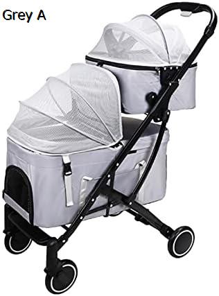 購入15%-30%OFF ペットカート ベビーカー バギー 犬 猫 多頭 キャットトラベルベビーカー犬の乳母車プッシュチェアバギー ペット二重レイヤーベビーカー猫と犬の取り外し可能なベビーカーカートキャリアプッシュチェアの双子か複数 蚊帳 (Color : Grey A)|GOTO funny 店
