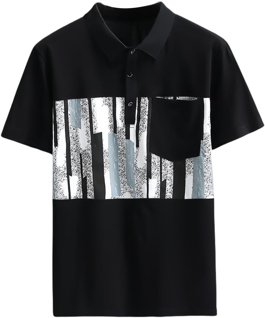 ポロシャツ メンズ 大きいサイズ 8xl ポロシャツ メンズ 半袖 速乾 胸ポケット ゴルフウェア メンズ 夏 半袖 大きい カットソー tシャツ スポーツトレーニング トップス [並行輸入品]