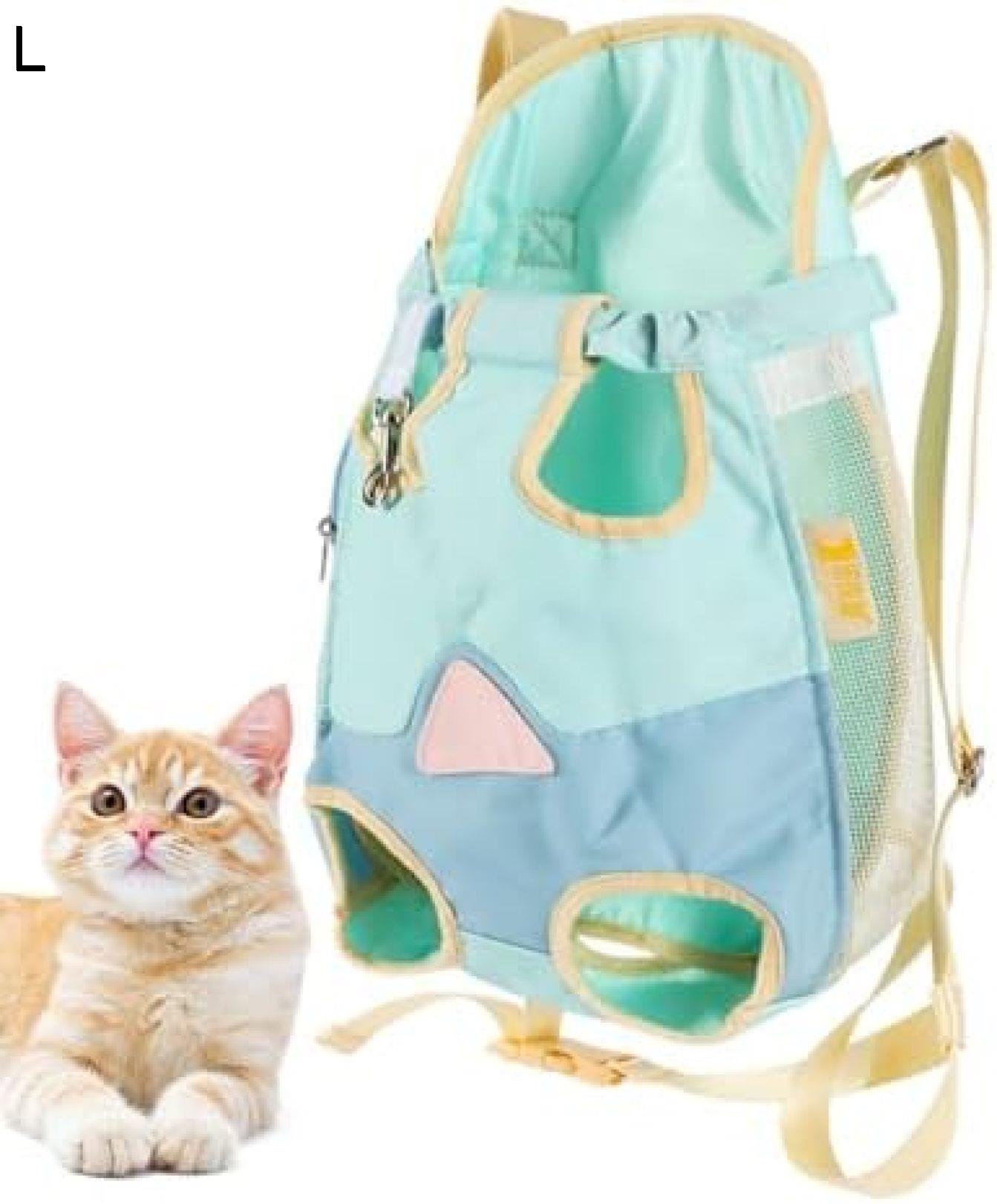 猫を運ぶための猫リュック | 通気性メッシュ付きペットキャリアトラベルバックパック,キャンプ、ハイキング、旅行用の通気性と折りたたみ可能なペットハイキングバックパック Soufly