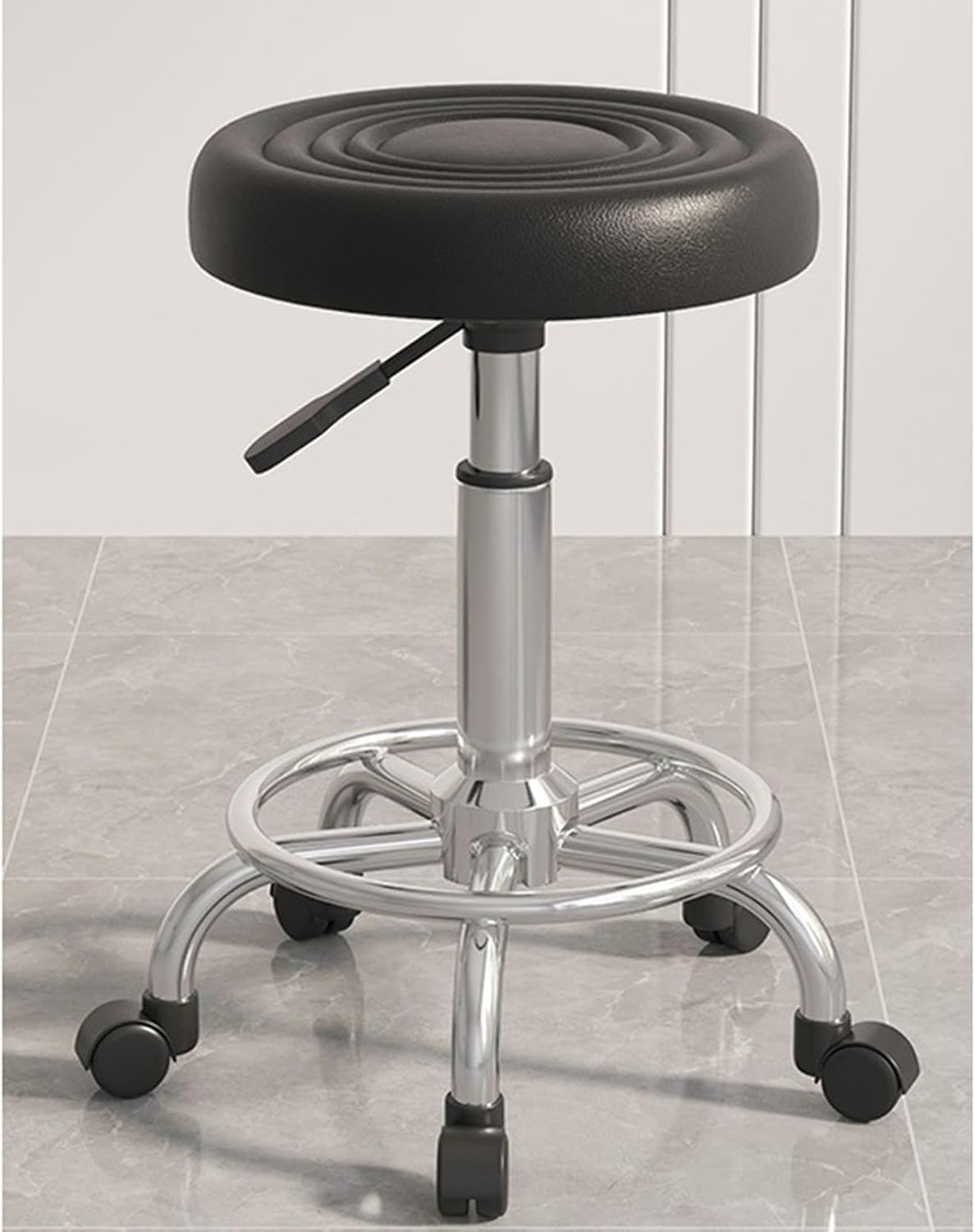 昇降スツール 合皮チェア PUレザー カウンターチェア ブラック1 昇降椅子 昇降チェア 42cm キャスター付きスツール 360度回転 ダイニングスツール キャスター付き椅子 丸椅子 回転式 回転椅|GOTO funny 店