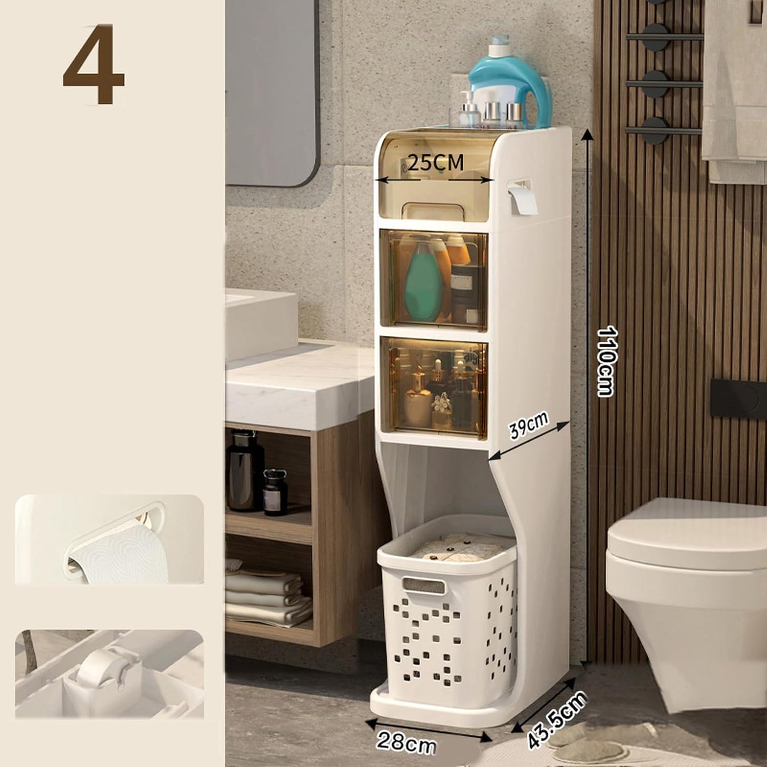隙間収納 キッチン 28*43.5*110 収納ボックス 収納ケース 引き出しプラスチック製 防水 防塵 移動が容易 組み立てが簡単 調味料収納 小物収納 小物置き場 プラスチック 引き出し バスルー｜GOTO funny 店 27,159円