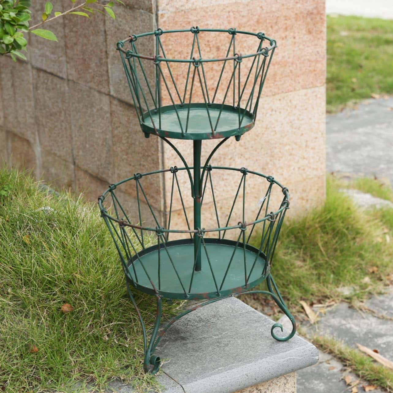 フラワースタンド 2段 色1 花台 28*36*60 プランタースタンド アイアン花棚花台 クリエイティブグリーン多肉植物多層フラワースタンド 室内植物スタンド花架 植木鉢台リビングルーム バルコニー|GOTO funny 店