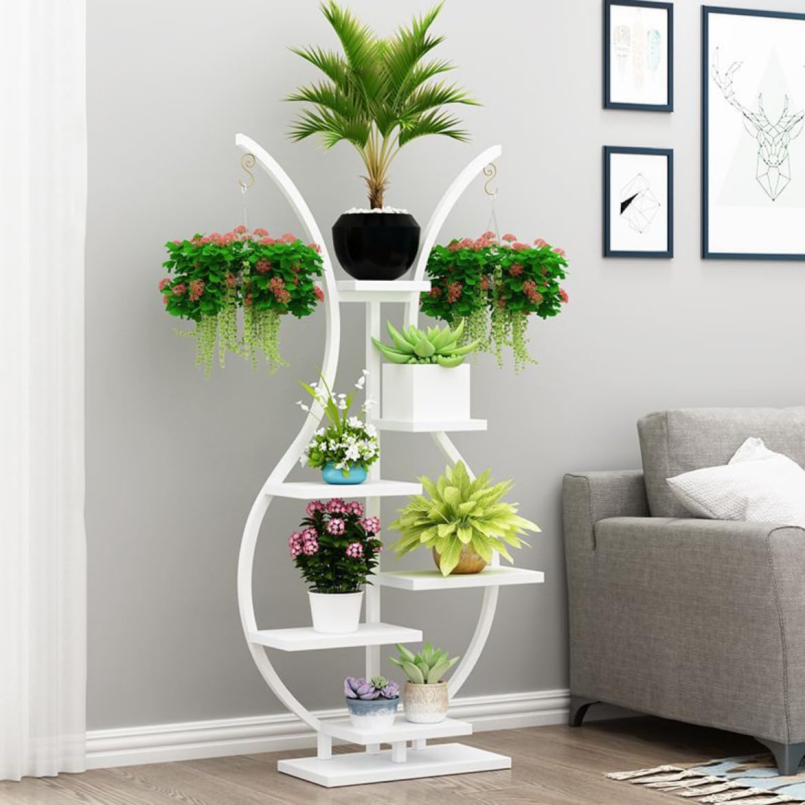 フラワースタンド?鉄製 アイビースタンド 園芸ラック フラワーラック 盆栽棚 植物棚 色1 鉢植え スタンド 花台 アイアン ガーデン用品 おしゃれ 防サビ 鉢植え スタンド ガーデン用品 屋外 室内|GOTO funny 店