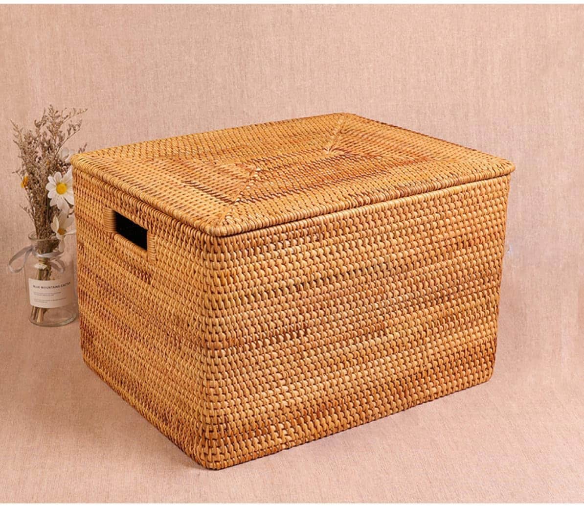 収納バスケット 籐編み 卓上収納カゴ 化粧台 36*26*24cm ラタンボックス 雑貨収納 籐製 おしゃれ インナーボックス おむつ入れ 小物入れ インナーケース 天然素材 おしゃれ 収納かご 手編｜GOTO funny 店 27,323円
