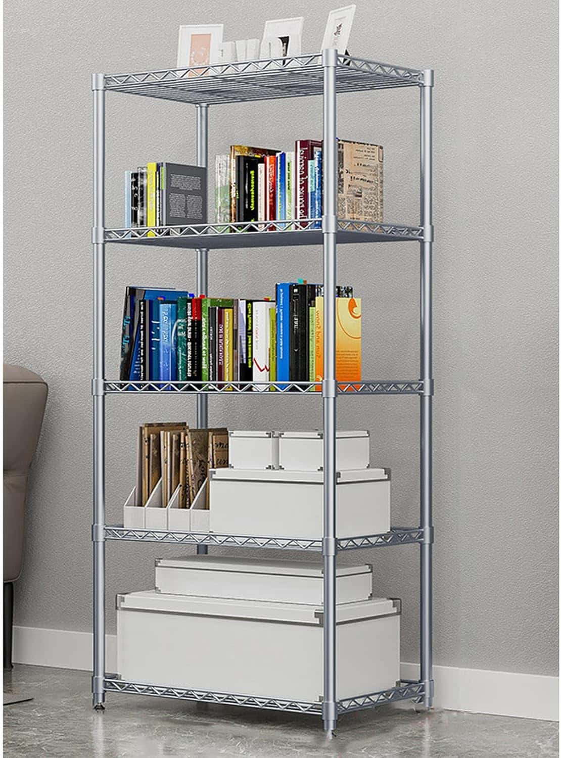 ラック スチールラック 収納棚 幅55 75*35*158 5段 奥行30cm スリム 黒 棚 おしゃれ スチールシェルフ シェルフ キッチンラックおしゃれ きんぞくシェルフ スチールシェルフ オープ|GOTO funny 店