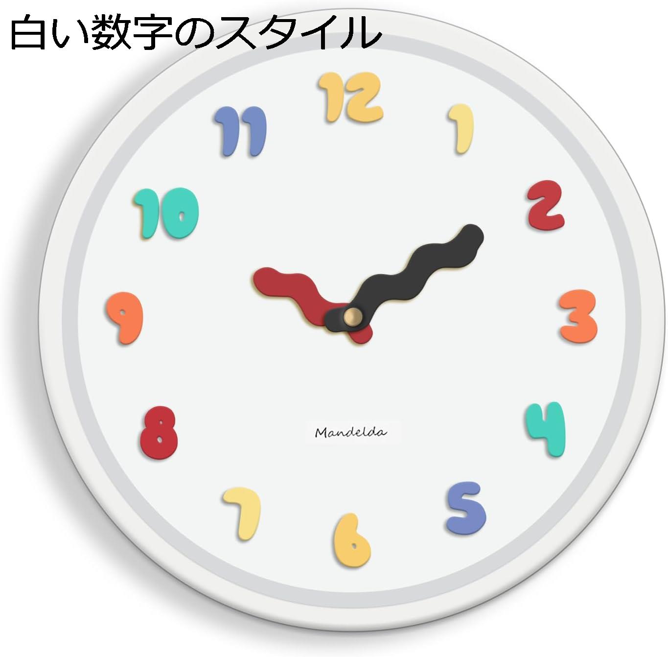 壁掛け時計 おしゃれ アナログ 掛け時計 連続秒針 静音 北欧 時計 壁掛け ホワイトダイヤル 3D大数字 見やすい クロック 自宅 寝室 インテリア 部屋飾り 直径33CM 掛け時計（赤い数字のスタイル M）