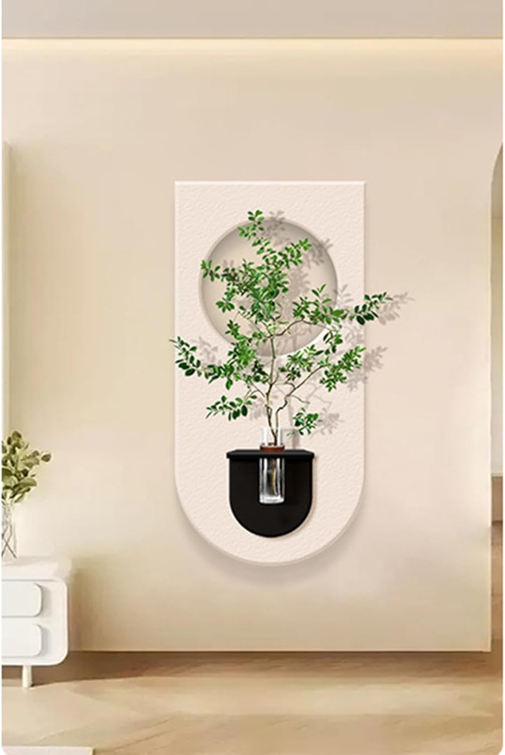 収納ラック ウォールデコ 柄2 壁掛け 壁面アート 多機能 砂岩絵画 40*80cm エントランス 通路 玄関 客室 置き棚 透明花瓶付き 水晶ガラス仕上げ オープンシェルフ 立体装飾画 置物棚 新築|GOTO funny 店