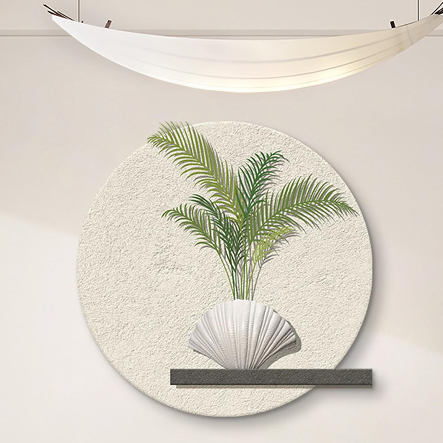 円形 ウォールシェルフ ウォールデコ 50*50cm 置物画 立体アート 柄2 北欧風 3Dアート インテリア 和モダン リビング 玄関 壁飾り 寝室 店舗装透明花瓶 オブジェ 壁掛けアート クリーム|GOTO funny 店