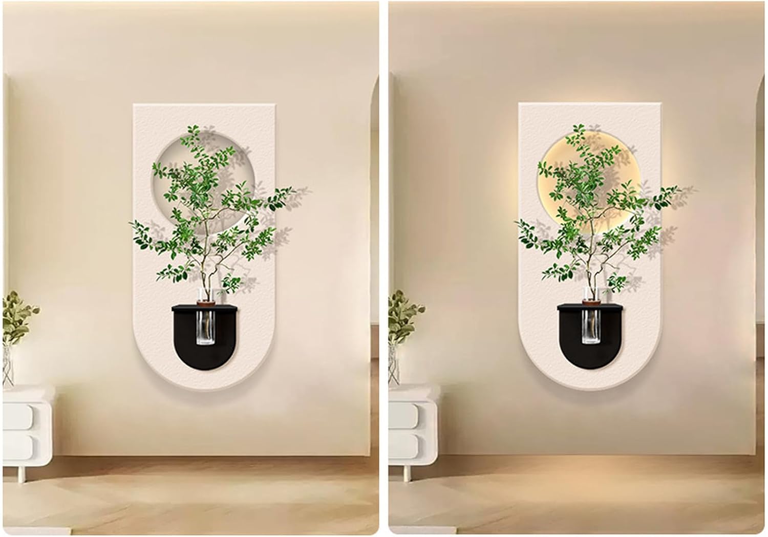 北欧風 オープンシェルフ 60*120CM 壁掛け シェルフ付き アートパネル 壁飾り棚 立体壁画 柄2 玄関/リビング/寝室 自然感 立体アート 飾り絵 多層砂岩画 美容室 居間 カフェ DIY設置|GOTO funny 店