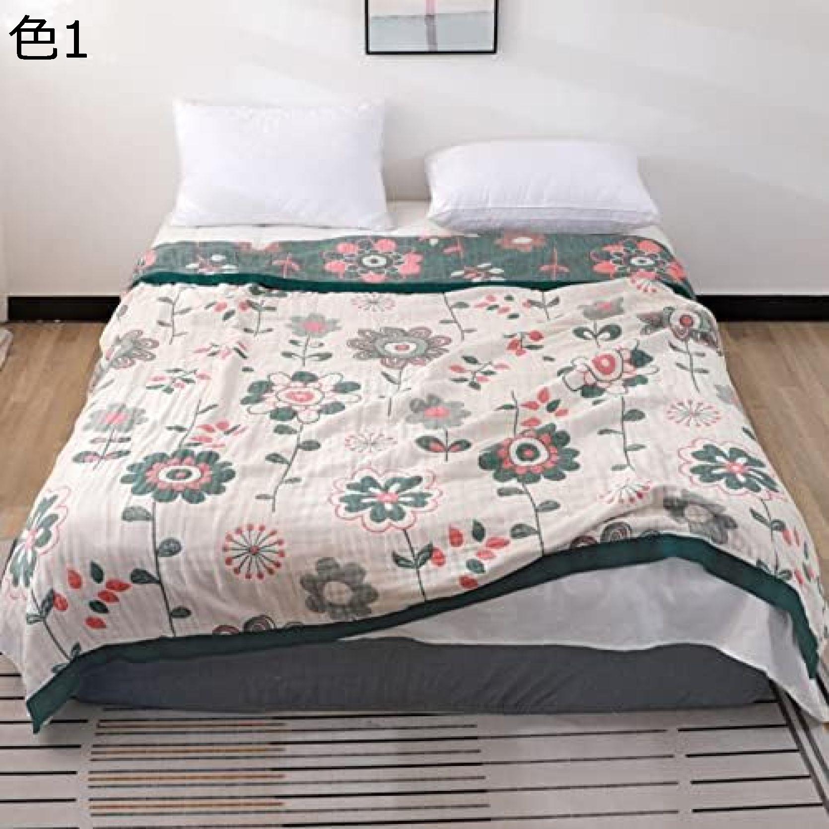 購入15％-30%OFF ガーゼケット シングル 花柄 綿100% ガーゼ 丸洗い 洗濯可 5重織ガーゼケット 冷感 涼感 涼しい フラワー柄 速乾 オールシーズン 吸水 キルトケット クールケット リバーシブル 夏 吸湿発散性 夏