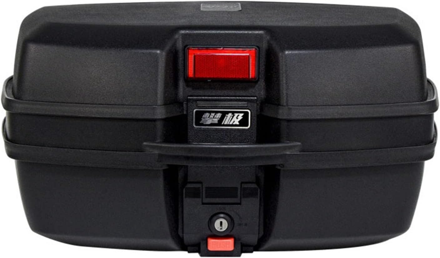 バイク用リアボックス 47L 着脱可能式 大容量 取付ベース付 トップケース バイクボックス 鍵2本付 フルフェイス対応 ライト反射 防振 防水 原付 簡単脱着 691ブラック