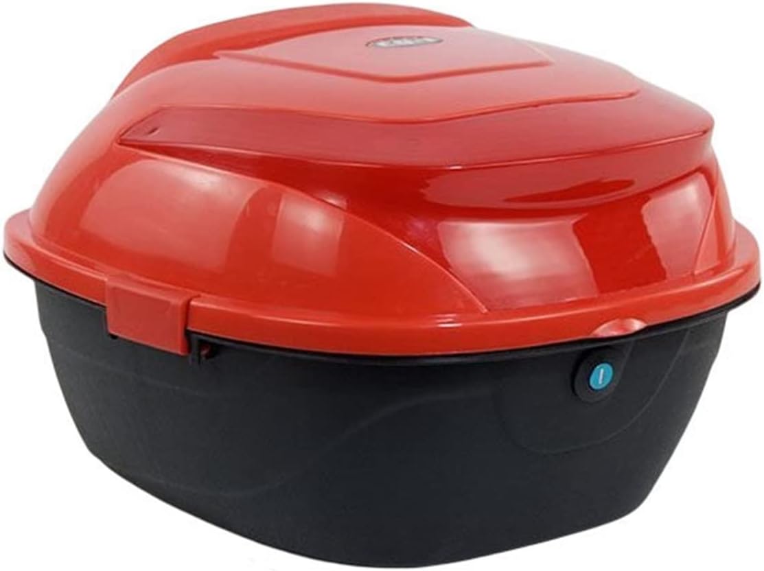 バイク用 リアボックス 32L リアボックス トップケース ヘルメット 収納 大型 トップケース 防水防塵 汎用 バイク用リアボックス 取付ベース付 大容量原付 簡易ロックタイプ B-118レッド