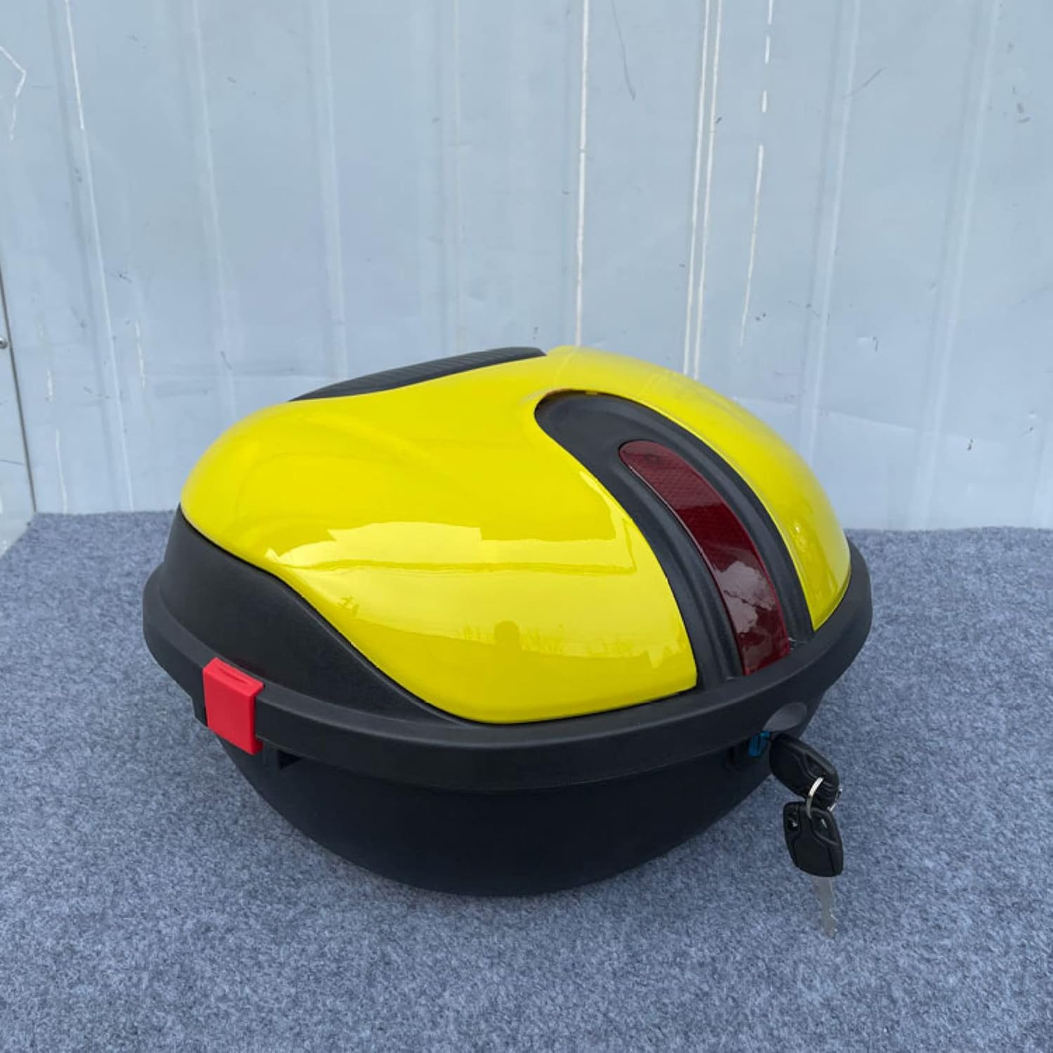 バイク用リアボックス 31L 着脱可能式 大容量 取付ベース付 トップケース バイクボックス フルフェイス対応 ライト反射 防振 防水 原付 簡単脱着 イエロー２