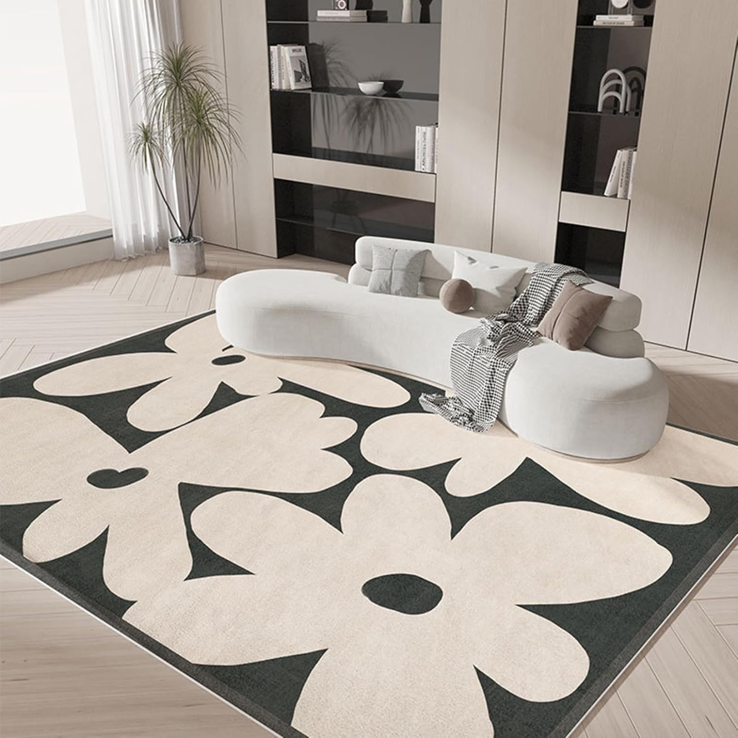 ラグマット カーペット 80x160cm 丸洗い 北欧 おしゃれ 花柄 触さよい 柔らかい 床暖房対応 踏み心地良い すべり止め 防ダニ 抗菌 防臭 防音 絨毯 じゅうたん 長方形 インテリア 客間 6,026円