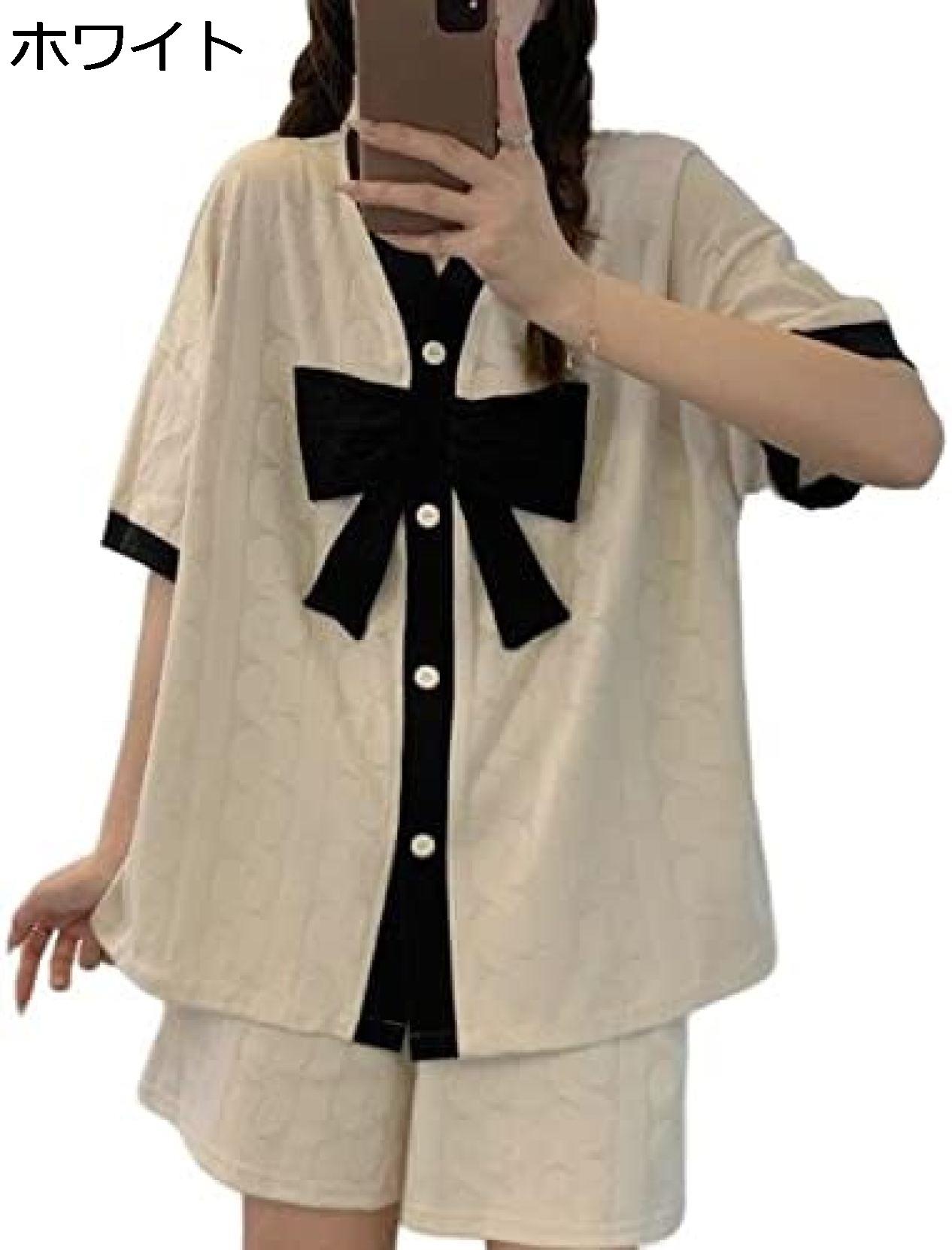 購入15％-30%OFF パジャマ　レディース　夏　綿　前開き　可愛い　半袖　大きいサイズ　上下セット　Tシャツ　ショートパンツ　ゆったり　薄手　快適　柔らか　通気　肌に優しい　オシャレ　プレゼント　ルームウェア　部屋着　ブラック　ピンク　ブルー　M　L　XL　2XL