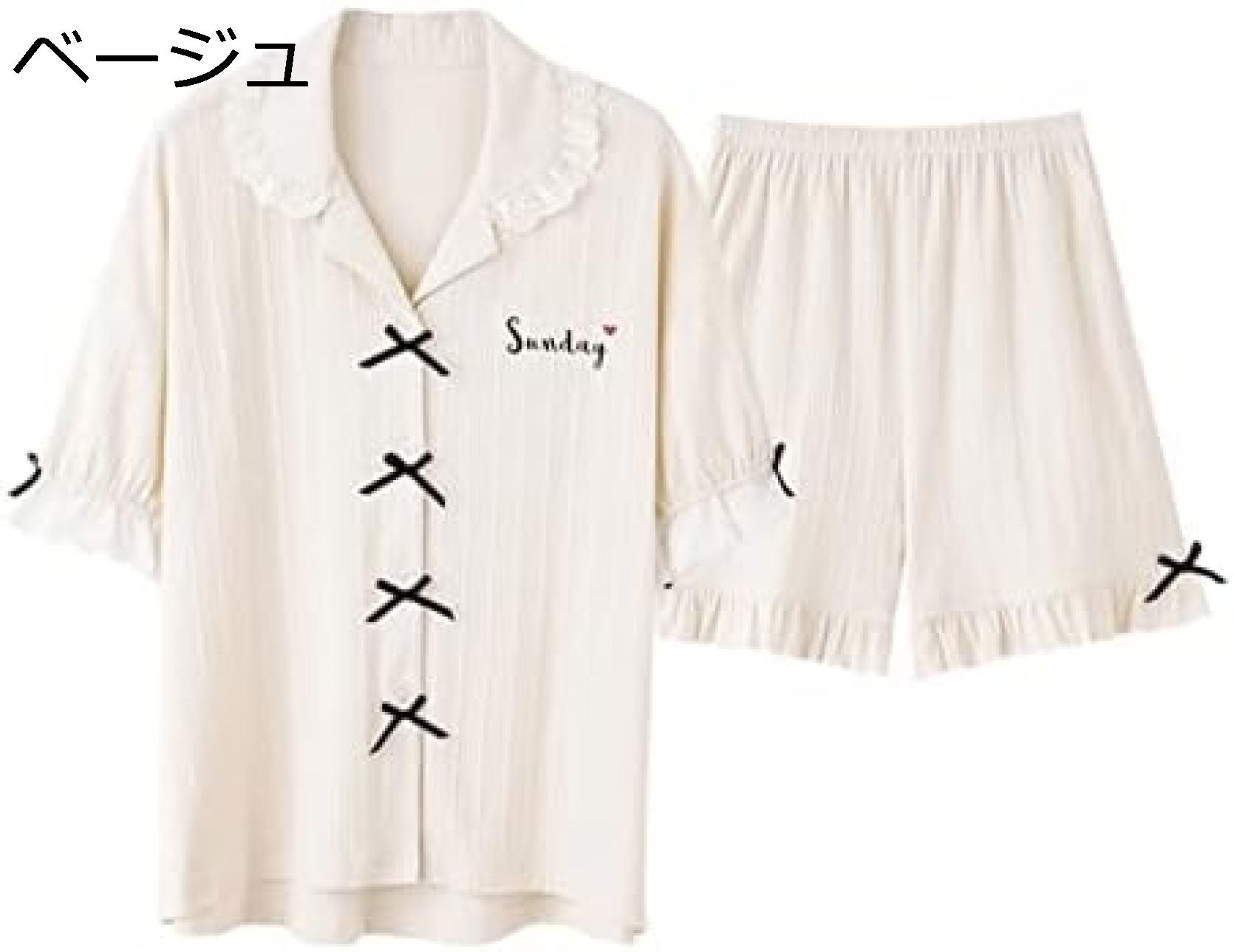 購入15％-30%OFF パジャマ　レディース　半袖　綿　大きいサイズ　前開き　ゆったり　上下セット　Tシャツ　ショートパンツ　オシャレ　薄手　快適　柔らか　通気　肌に優しい　かわいい　プレゼント　夏服　ルームウェア　部屋着　便利服　ベージュ
