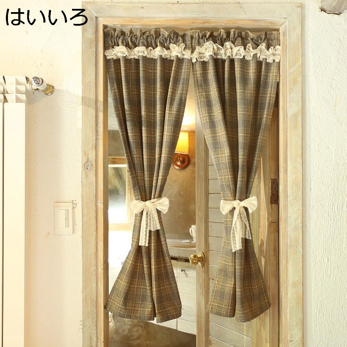 カフェカーテン 小さい 65*140cm 小窓 おしゃれ 目隠しカーテン 間仕切り UVカット 省エネ 通気 綿 コットン質感 シルエット かわいいチェックチェッカー ミニカーテン 取り付け簡単 小窓カフェカーテン キッチンカーテン 遮光カーテン はいいろ