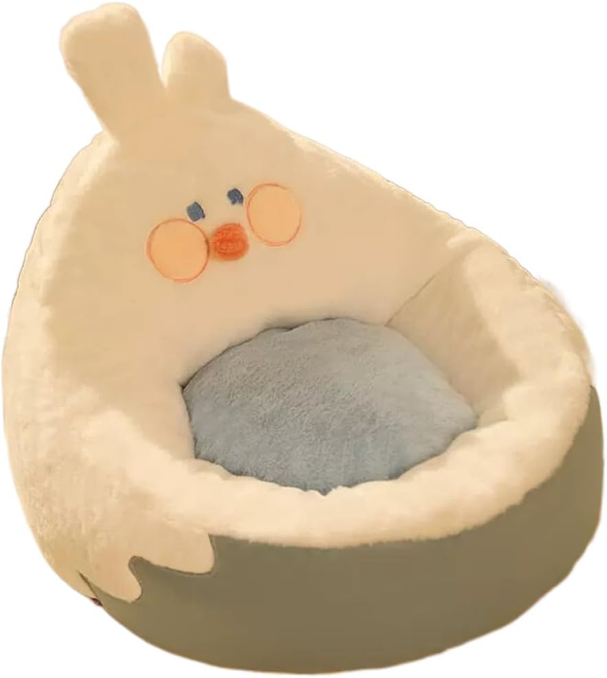 猫のベッド ペット用寝袋 おしゃれ 可愛い ふわふわ 暖かい 柔らかい 寝床 ウサギ形 ホワイト M 冬用 室内用 キャットハウス ペットハウス 猫ベッド 猫小屋 洗える おしゃれ 滑り止め