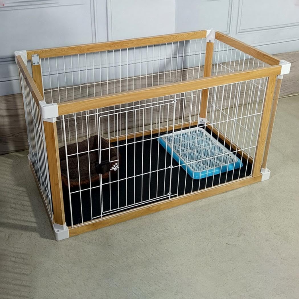 ペットサークル 屋根付き 犬ペットゲージ ペットサークル 室内 犬 サークル 木製風 小型犬 室内サークル 簡単組立 犬向けケージ 中型犬用 室内ケージ 小型犬 中型犬 留番用 (ナチュラル 123x