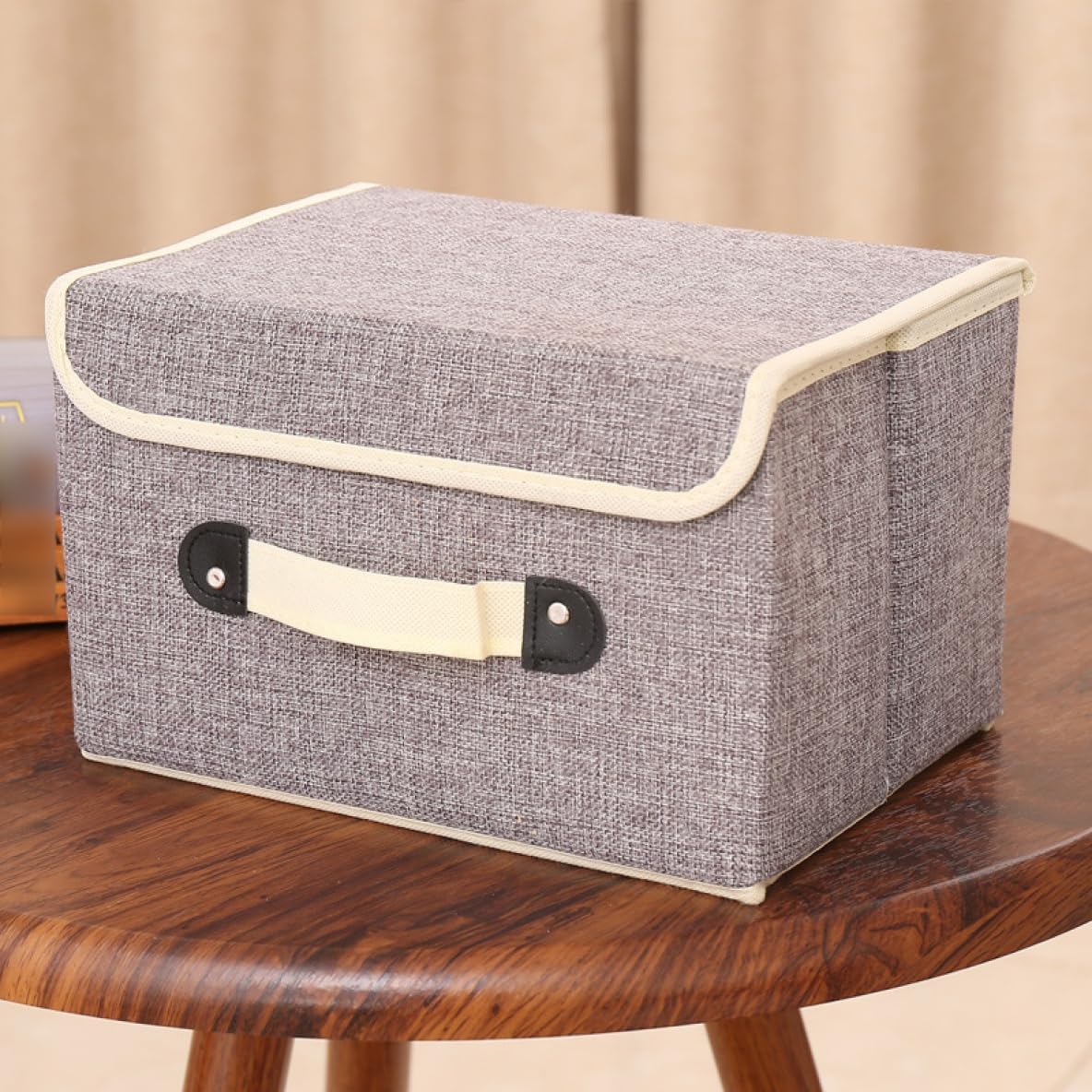 蓋付きボックス 収納ケース ふた付収納ボックス 27*21*17 収納用品 取っ手付き 大容量 衣類収納 衣装ケース 下着収納 おもちゃ収納ボックス おしゃれ 布製 押入れ収納 グレー ボックス 折り