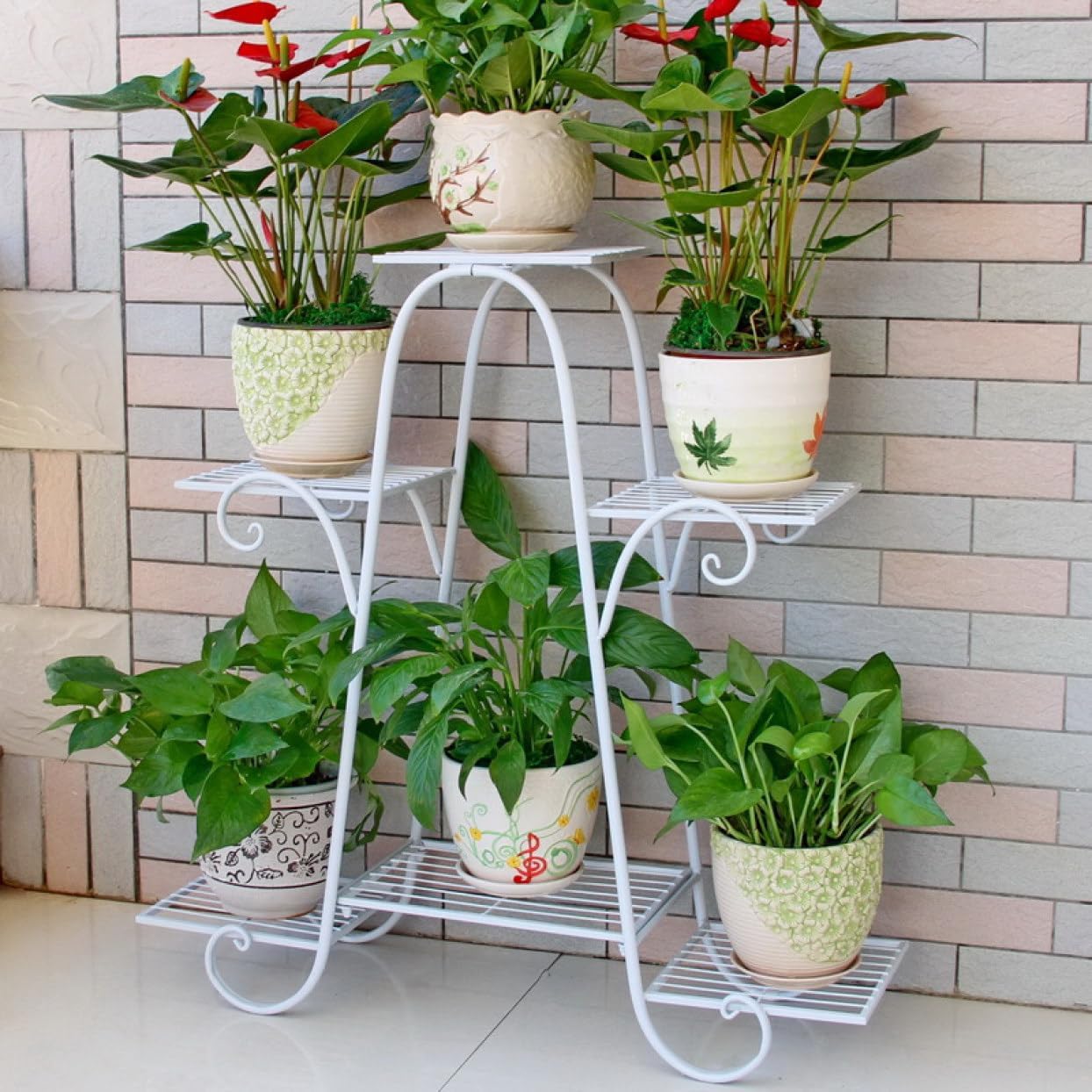 アイアン製 プランターベース 花台 アイアン 6段 植木鉢 鉢 ポット スタンド フラワースタンド 6C*83CM スチール ラック 置物台 サイドテーブル おしゃれ 生活雑貨 観葉植物 鉢置き リビ