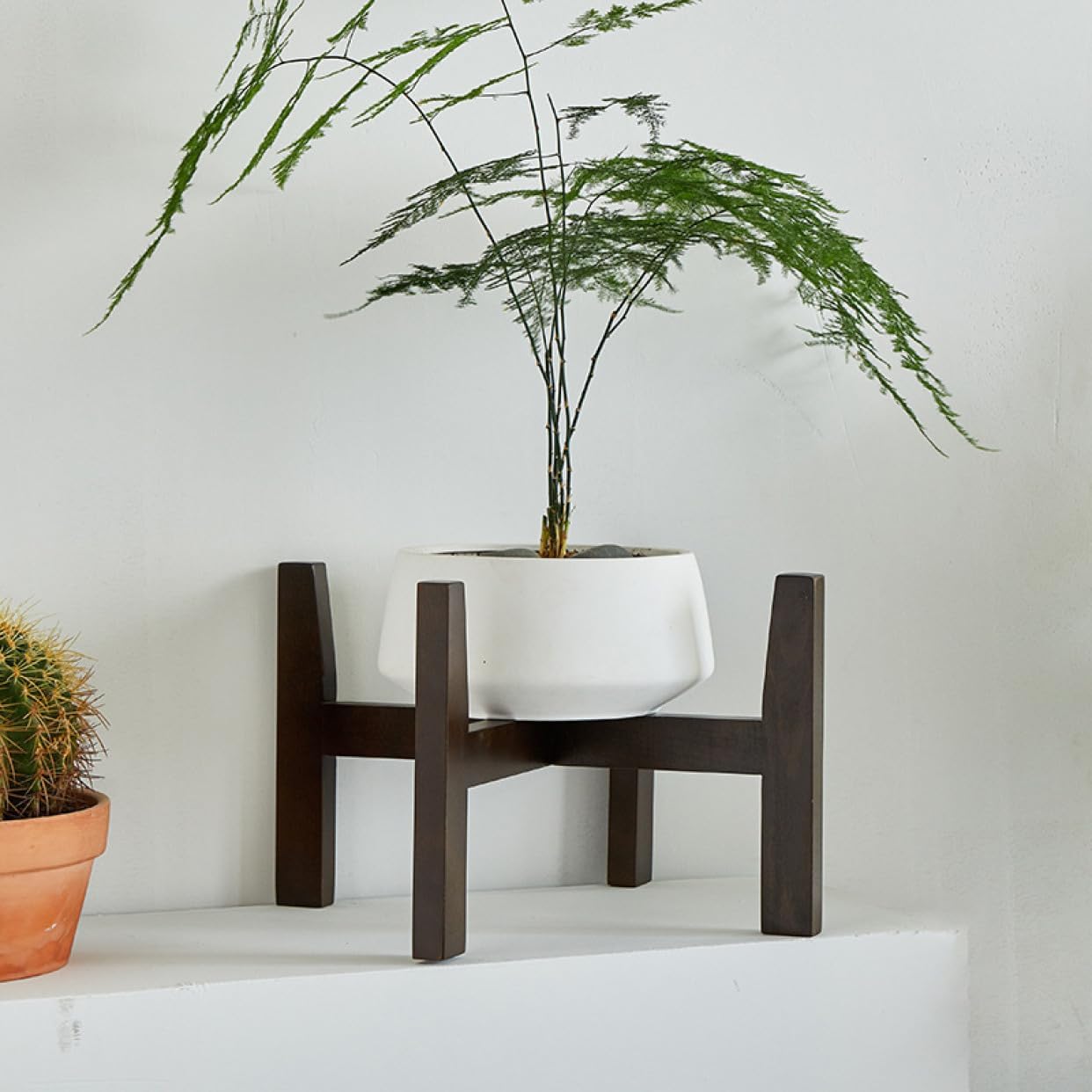 プランタースタンド フラワースタンド 天然木 41*41*25 観葉植物 室内 鉢台 花瓶台 鉢置き フラワーポット ブナ 植木鉢 インテリア 円形 丸脚 十字 木脚 北欧 01 花台 木製 リビング