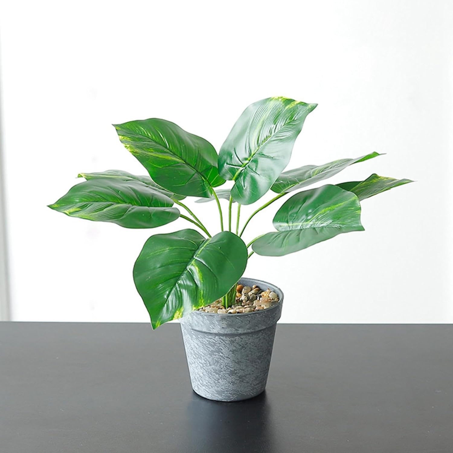 フェイクグリーン 卓上 鉢植え スイカの葉セット 人工観葉植物 本物そっくり 高さ約33cm 盆栽 北欧風 インテリア 室内 店舗 装飾 置物 枯れない 世話いらず おしゃれ 開店祝い 転居祝い プレ