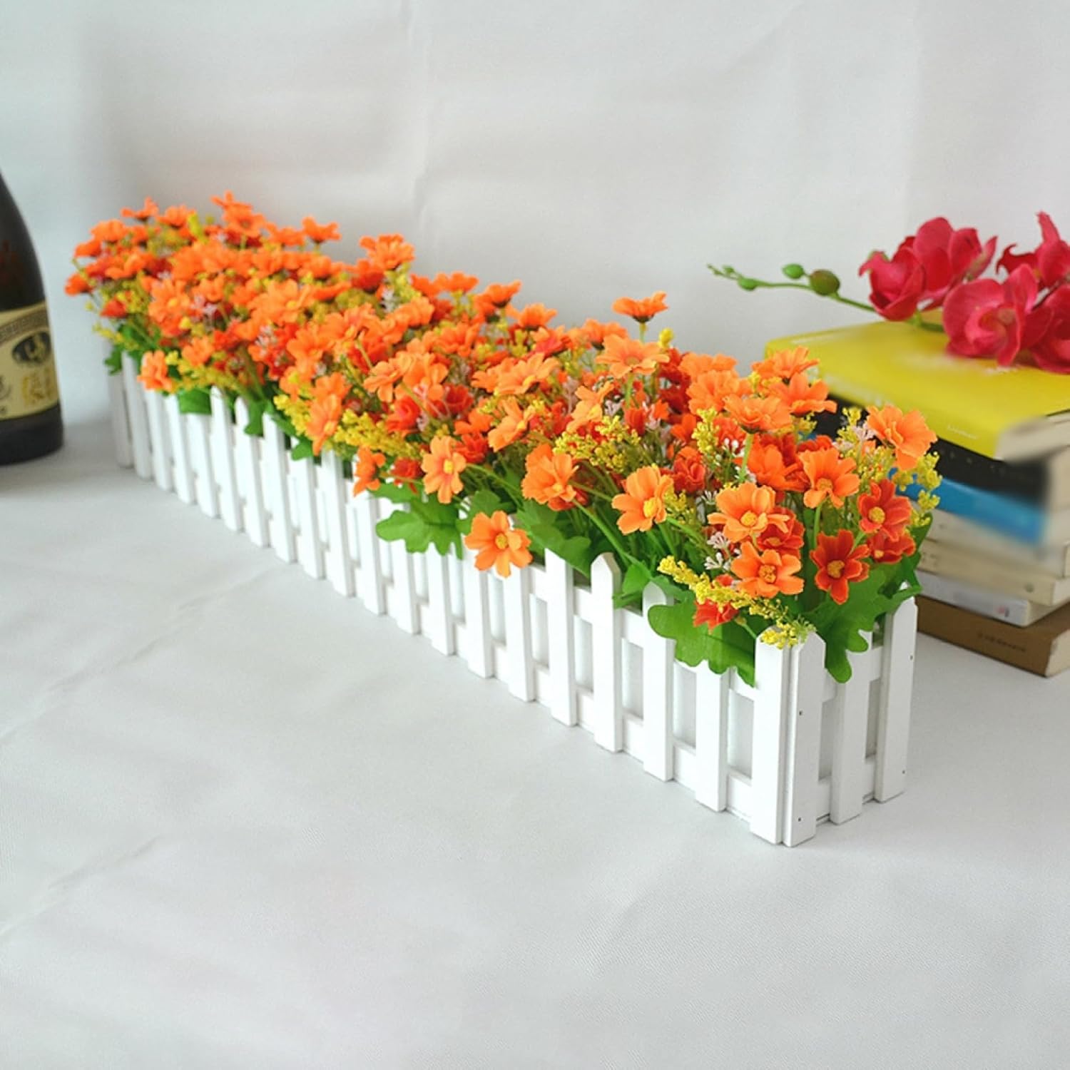 菊 造花セット インテリア キレイ 柵付き フェイクフラワー ブーケ 枯れない花 人工花 家庭 オフィス ホテル 写真撮影 結婚式 庭園 幼稚園 部屋飾り 新生活お祝い 新築 ギフト プレゼント 長さ｜GOTO funny 店