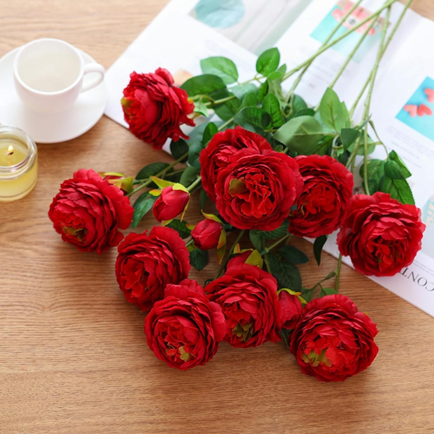 5本セット 造花 ローズ フェイクフラワー バラの花束 ブーケ 枯れない花 綺麗 ロマンティック アートフラワー インテリア 記念日 バランタイン プレゼント お祝い リビング 玄関 ウエディング 装