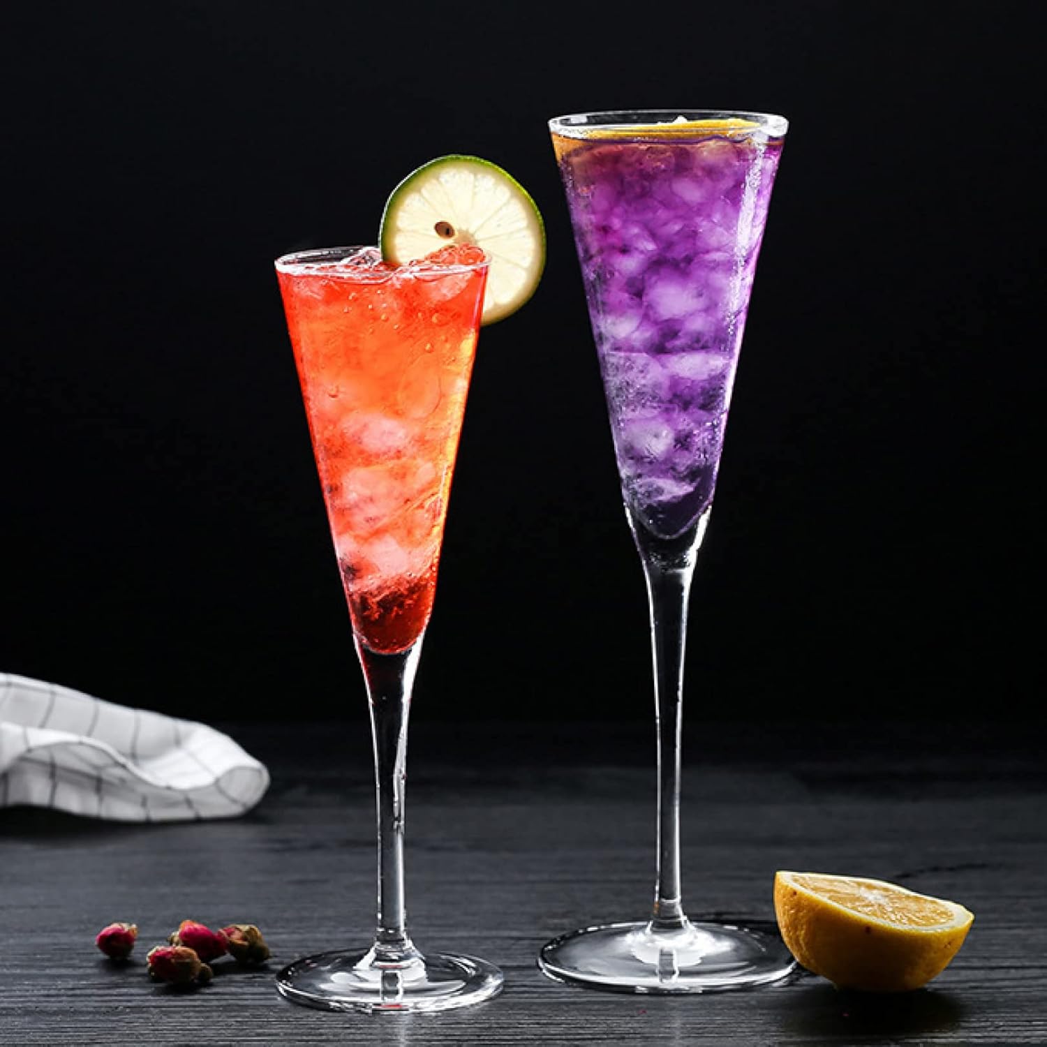 シャンパングラス クリスタルガラス 2個 190ml+235ml ウィスキー デザート 飲み スホーム ドリンク ワイングラス マティーニグラス ワイングラ ゴブレット カクテルグラス
